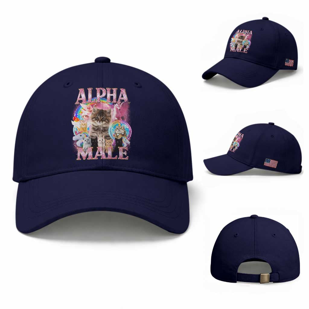 Alpha Male Cat Baseball Cap Funny Rainbow Kitten Meme Bootleg