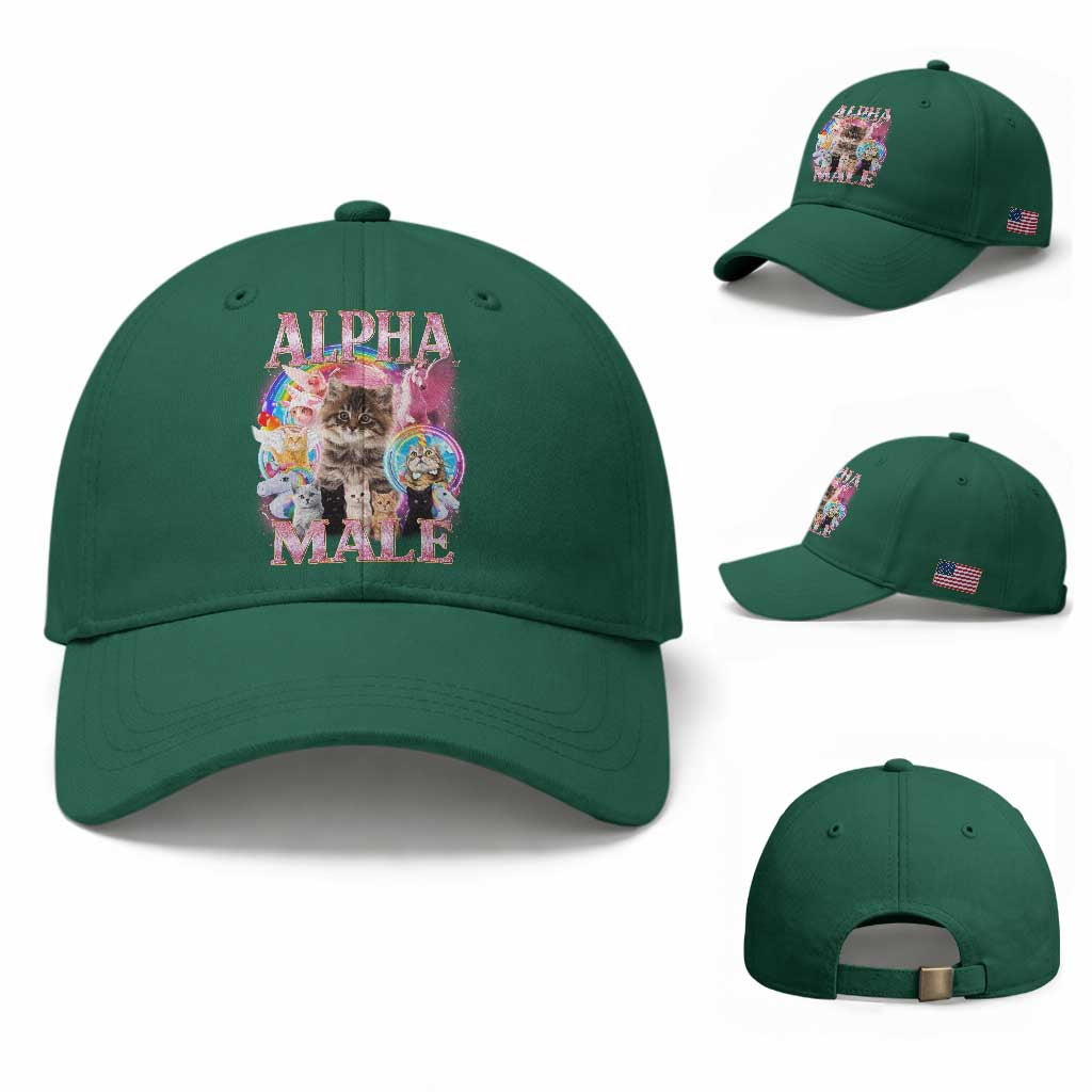Alpha Male Cat Baseball Cap Funny Rainbow Kitten Meme Bootleg