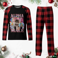 Alpha Male Cat Plaid Pajama Set Funny Rainbow Kitten Meme Bootleg