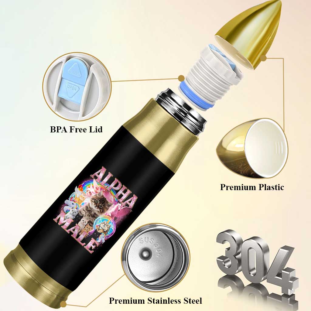 Alpha Male Cat Bullet Tumbler Funny Rainbow Kitten Meme Bootleg