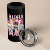 Alpha Male Cat 4 in 1 Can Cooler Tumbler Funny Rainbow Kitten Meme Bootleg