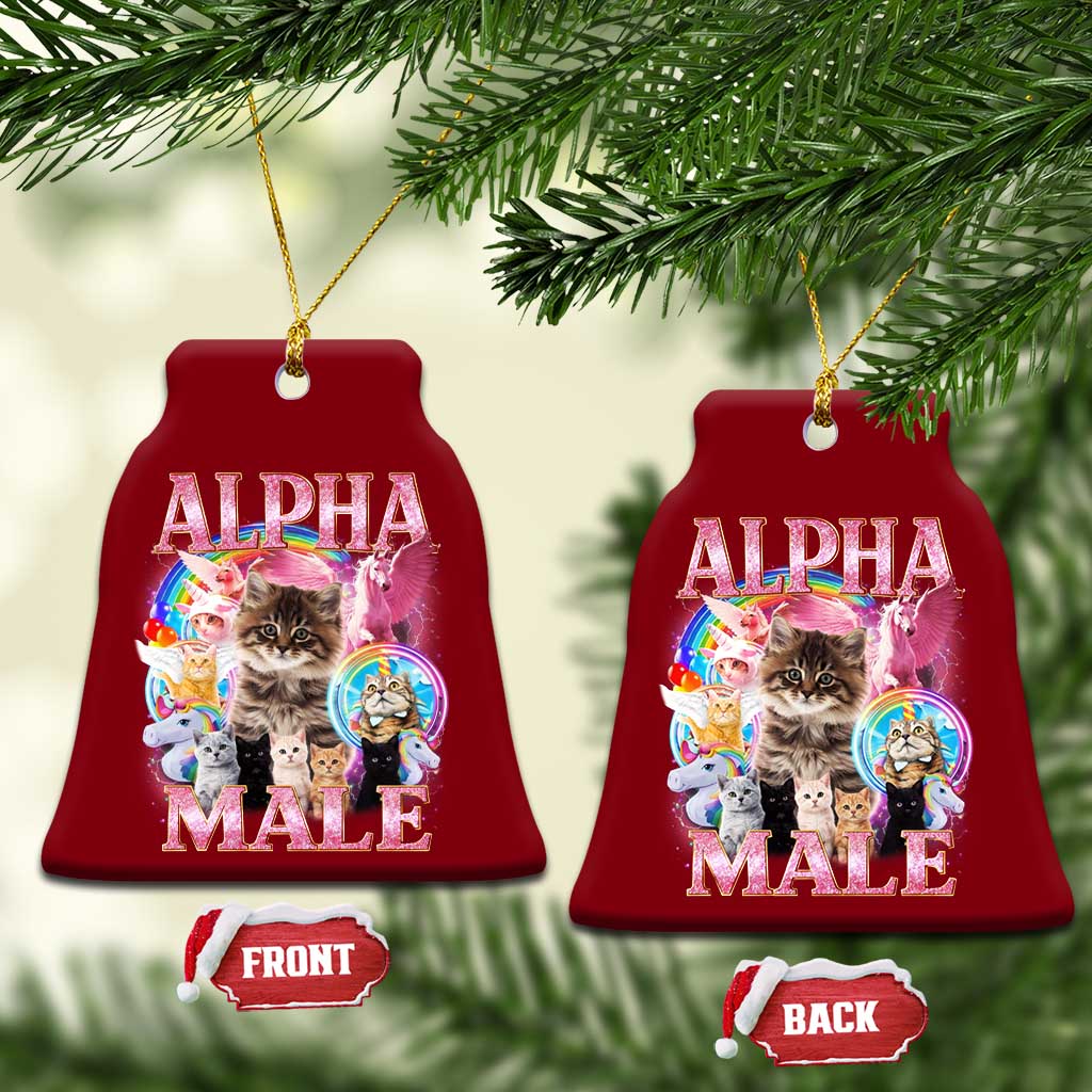 Alpha Male Cat Ceramic Ornament Funny Rainbow Kitten Meme Bootleg