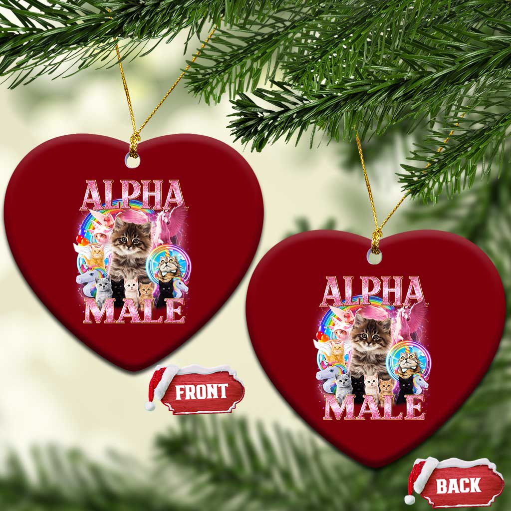 Alpha Male Cat Ceramic Ornament Funny Rainbow Kitten Meme Bootleg