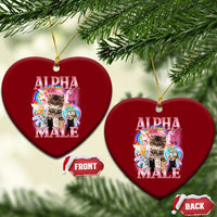 Alpha Male Cat Ceramic Ornament Funny Rainbow Kitten Meme Bootleg