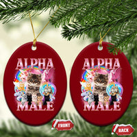 Alpha Male Cat Ceramic Ornament Funny Rainbow Kitten Meme Bootleg