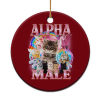 Alpha Male Cat Ceramic Ornament Funny Rainbow Kitten Meme Bootleg