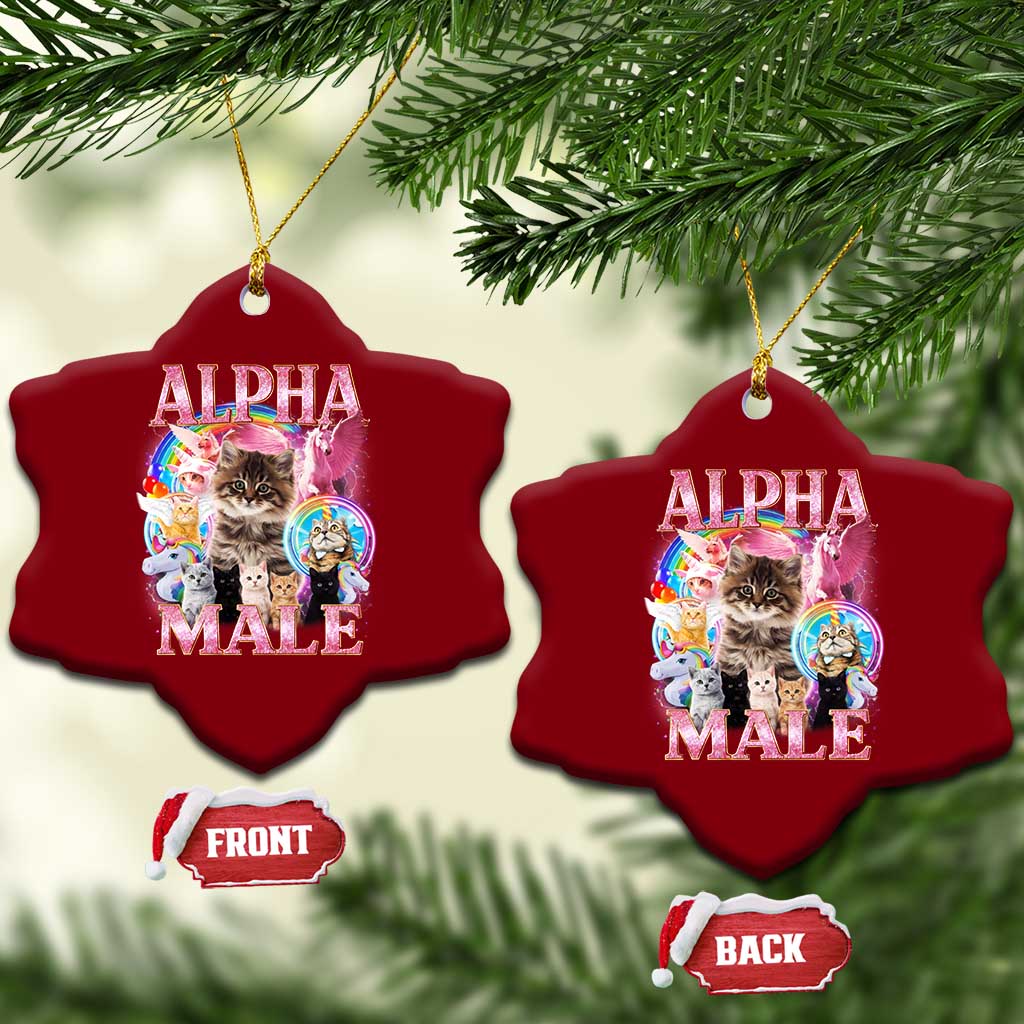 Alpha Male Cat Ceramic Ornament Funny Rainbow Kitten Meme Bootleg
