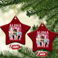 Alpha Male Cat Ceramic Ornament Funny Rainbow Kitten Meme Bootleg