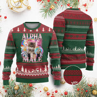 Alpha Male Cat Ugly Christmas Sweater Funny Rainbow Kitten Meme Bootleg