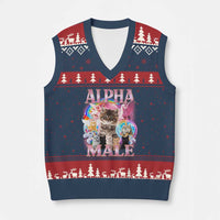 Alpha Male Cat V-Neck Knit Sweater Vest Funny Rainbow Kitten Meme Bootleg