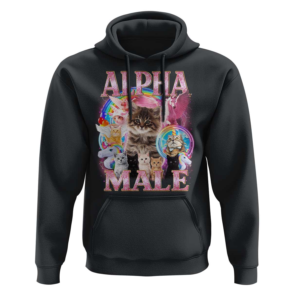 Alpha Male Cat Hoodie Funny Rainbow Kitten Meme Bootleg