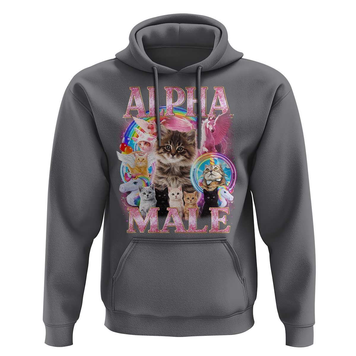 Alpha Male Cat Hoodie Funny Rainbow Kitten Meme Bootleg