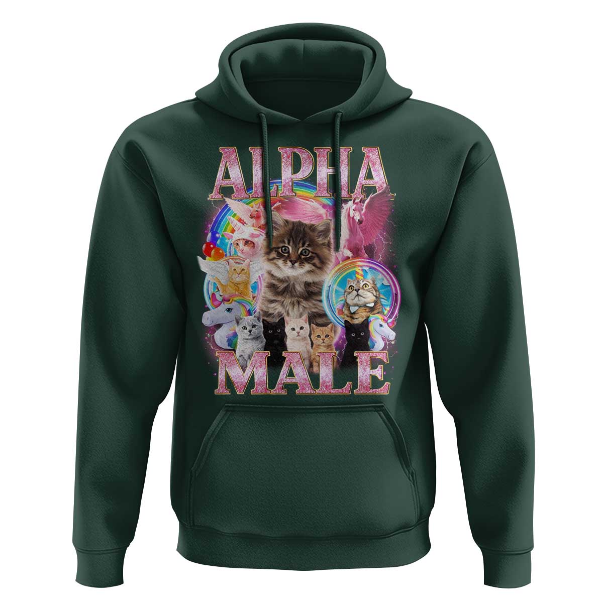 Alpha Male Cat Hoodie Funny Rainbow Kitten Meme Bootleg