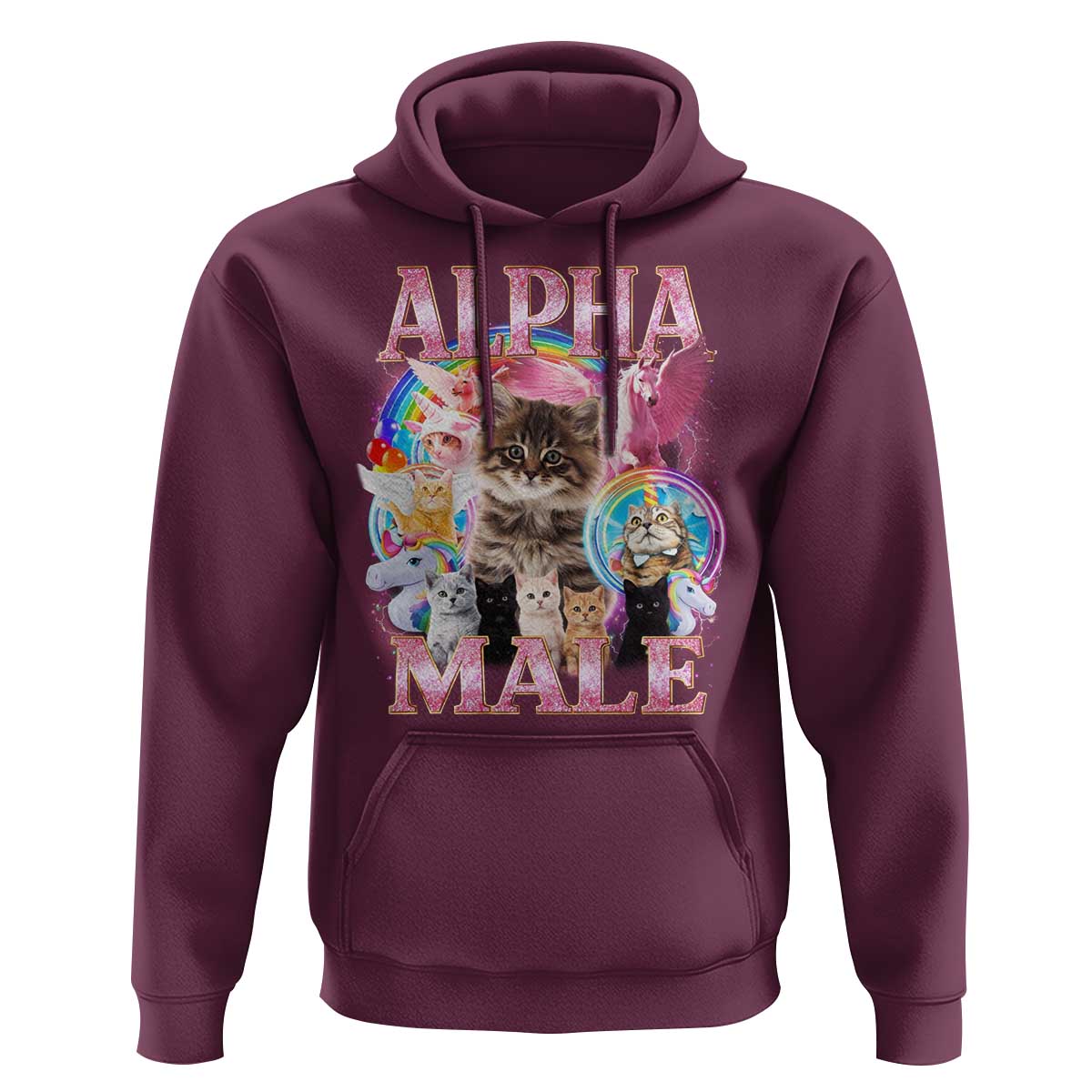 Alpha Male Cat Hoodie Funny Rainbow Kitten Meme Bootleg