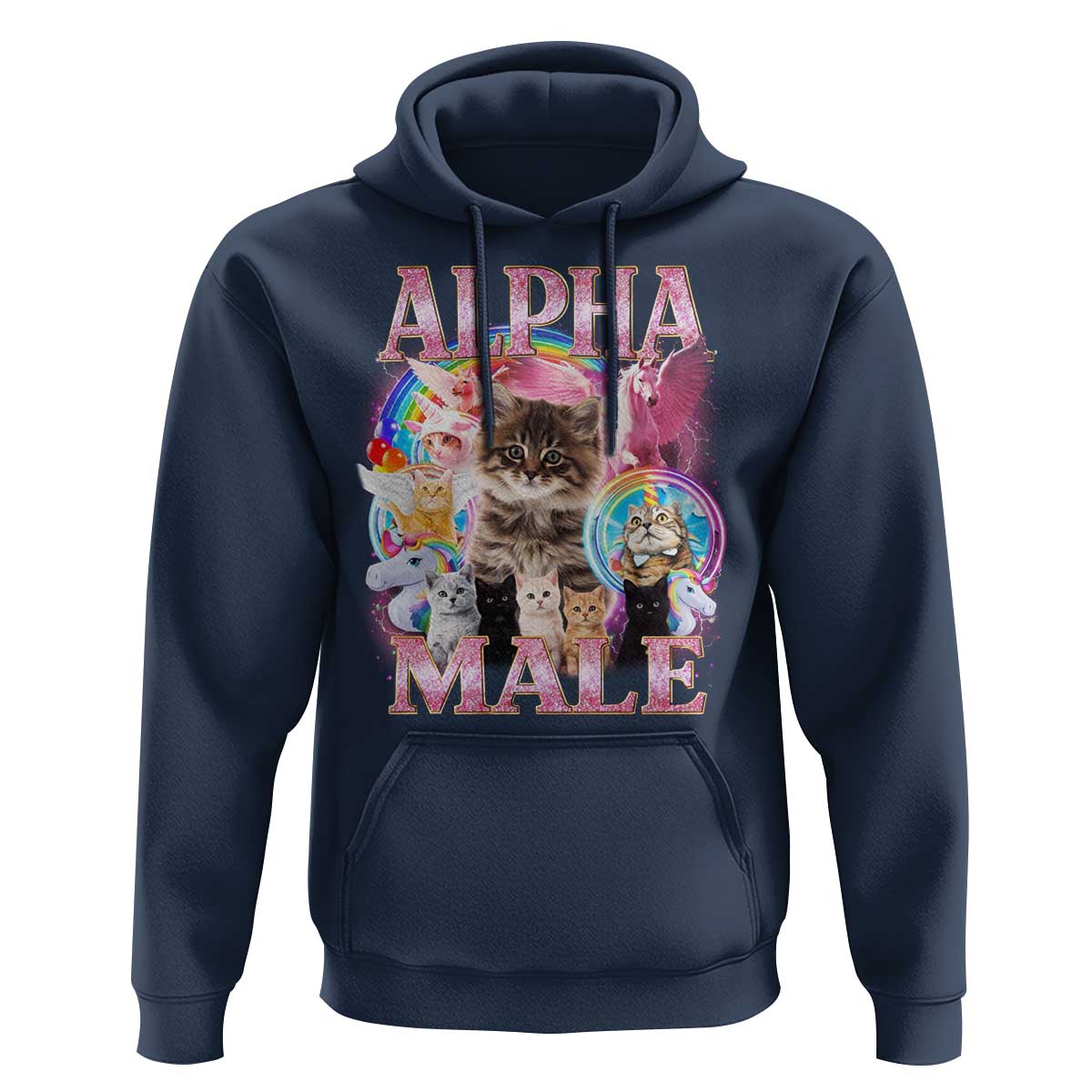 Alpha Male Cat Hoodie Funny Rainbow Kitten Meme Bootleg