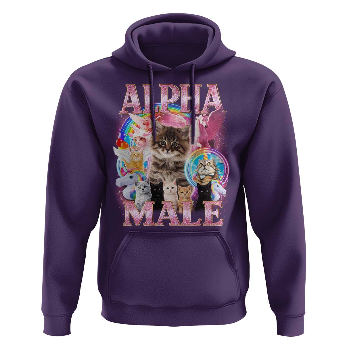 Alpha Male Cat Hoodie Funny Rainbow Kitten Meme Bootleg