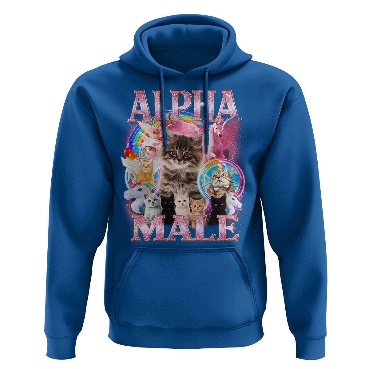 Alpha Male Cat Hoodie Funny Rainbow Kitten Meme Bootleg