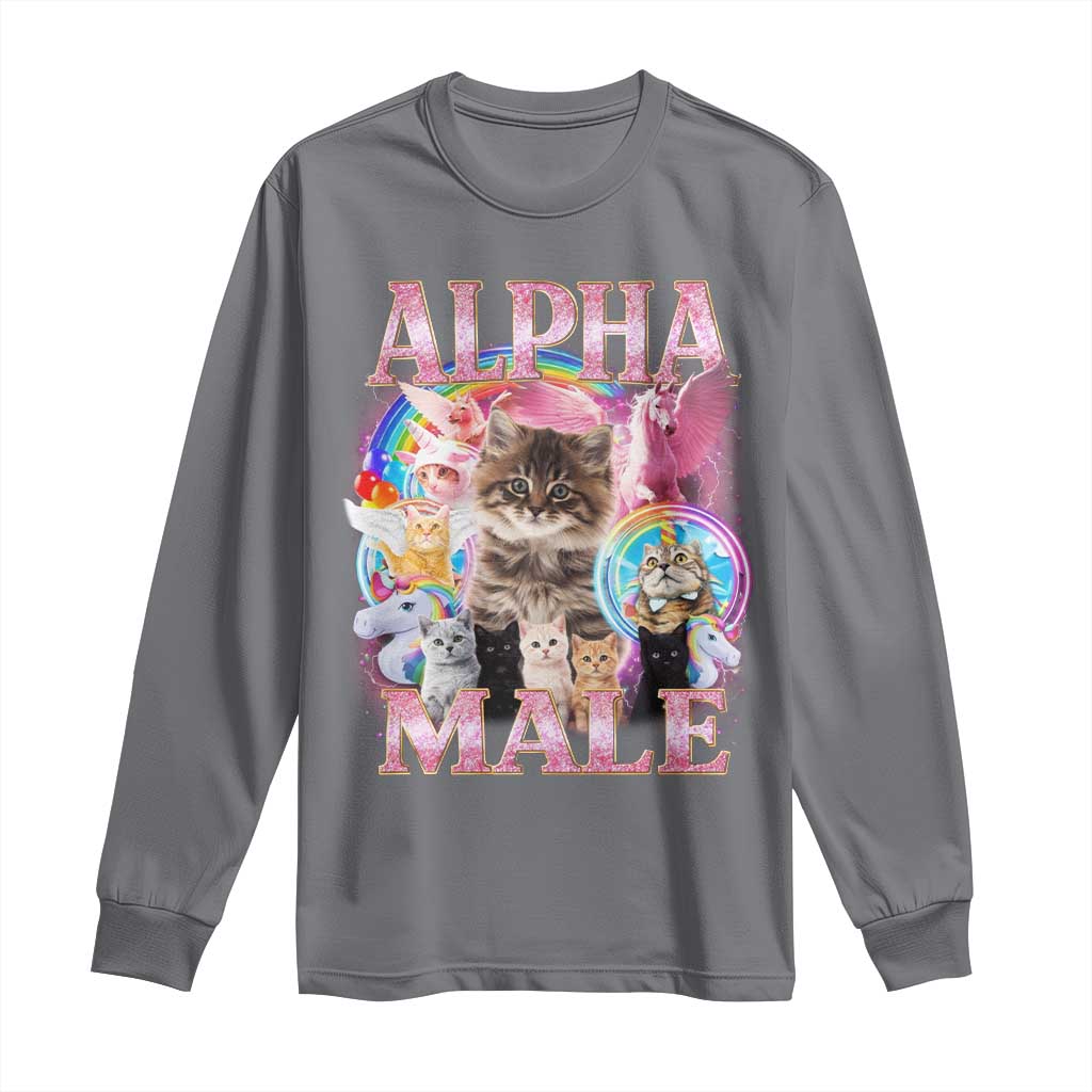 Alpha Male Cat Long Sleeve Shirt Funny Rainbow Kitten Meme Bootleg