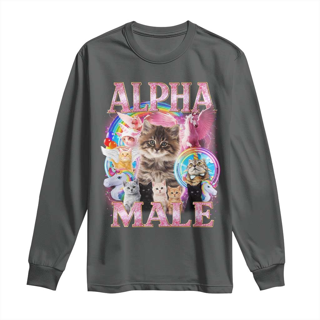 Alpha Male Cat Long Sleeve Shirt Funny Rainbow Kitten Meme Bootleg