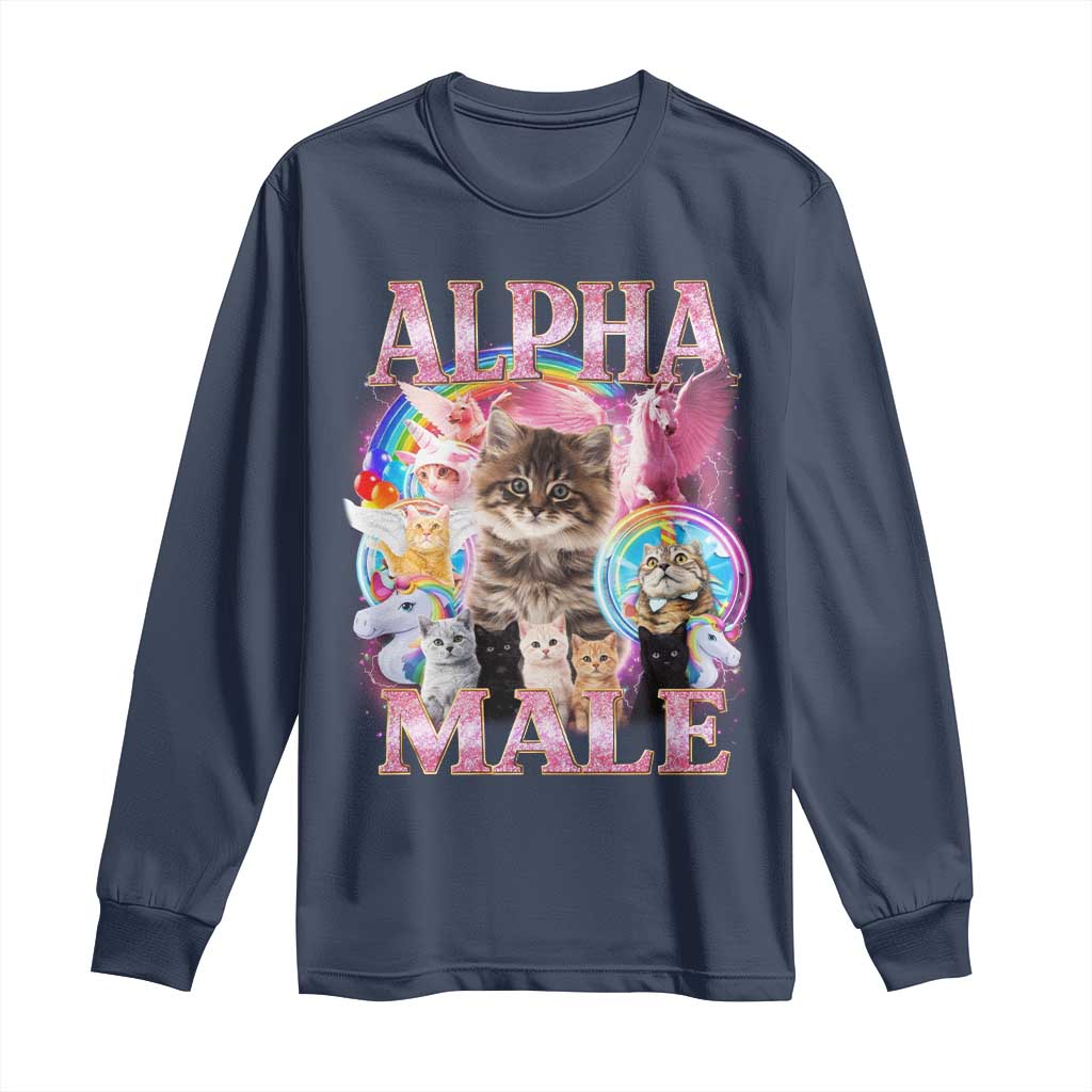 Alpha Male Cat Long Sleeve Shirt Funny Rainbow Kitten Meme Bootleg