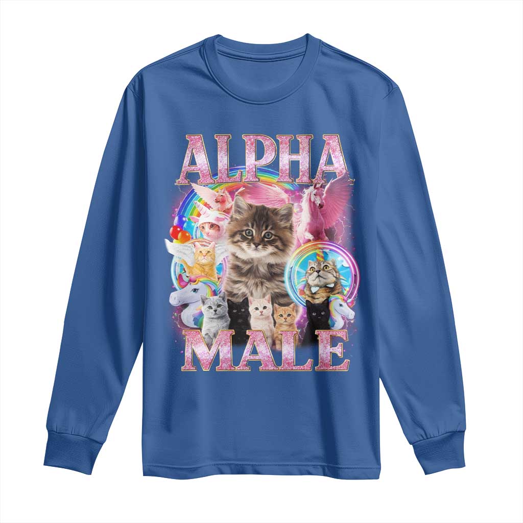 Alpha Male Cat Long Sleeve Shirt Funny Rainbow Kitten Meme Bootleg