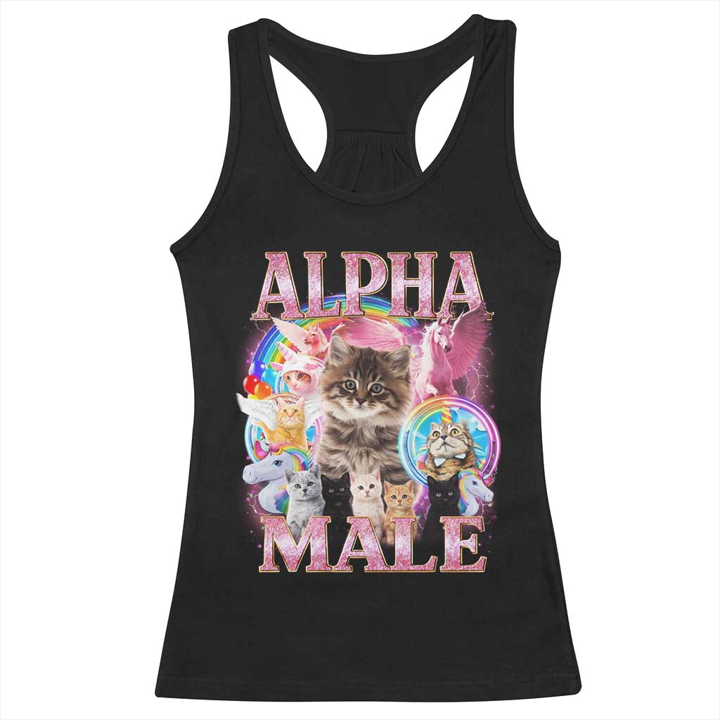 Alpha Male Cat Racerback Tank Top Funny Rainbow Kitten Meme Bootleg
