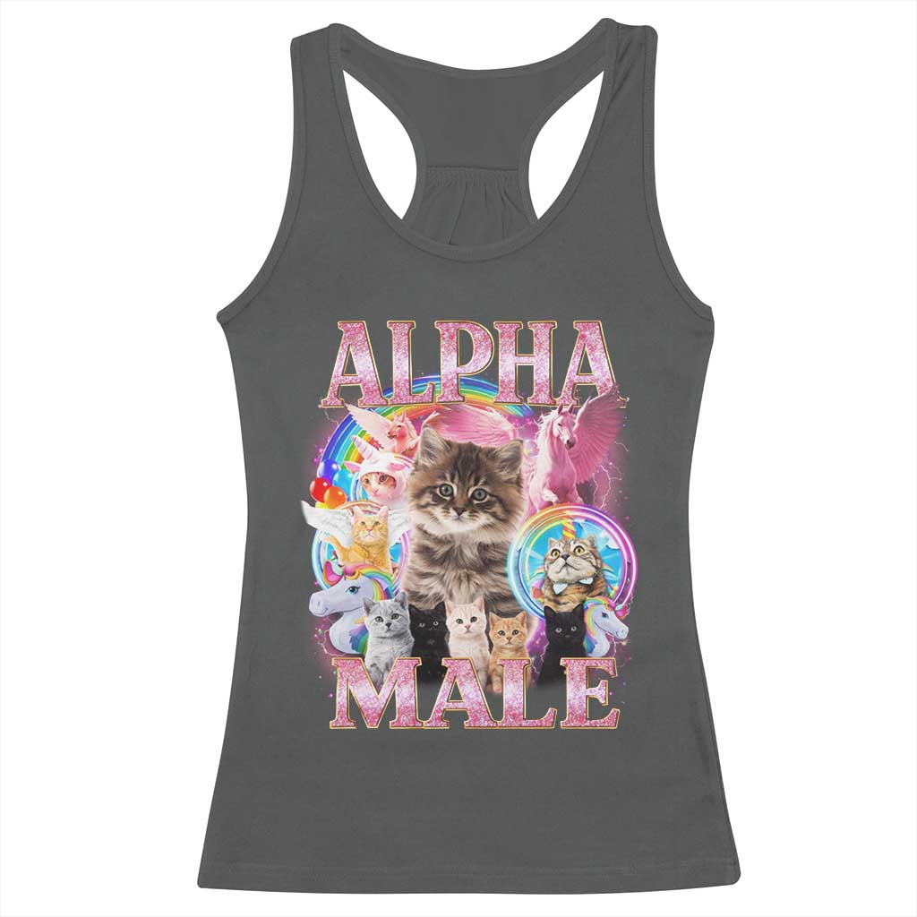 Alpha Male Cat Racerback Tank Top Funny Rainbow Kitten Meme Bootleg