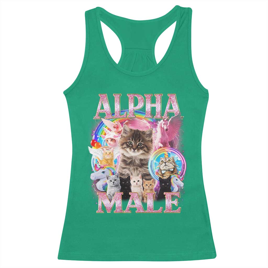 Alpha Male Cat Racerback Tank Top Funny Rainbow Kitten Meme Bootleg