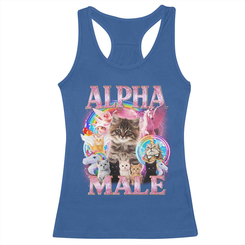 Alpha Male Cat Racerback Tank Top Funny Rainbow Kitten Meme Bootleg