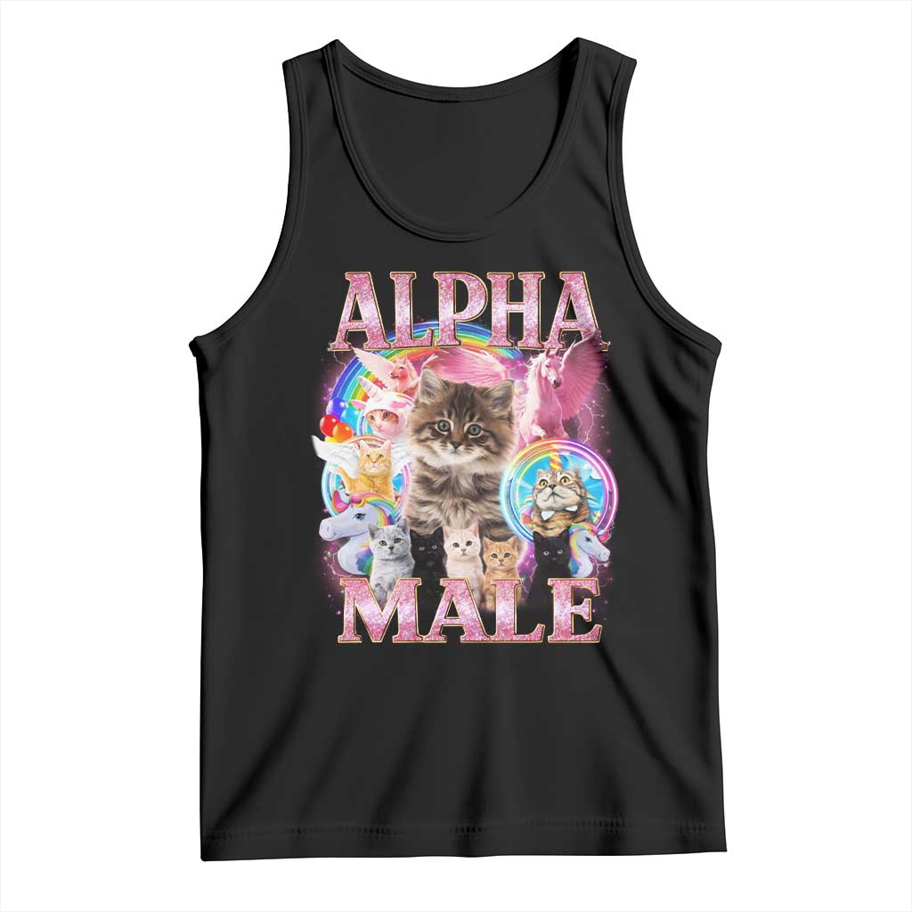 Alpha Male Cat Tank Top Funny Rainbow Kitten Meme Bootleg