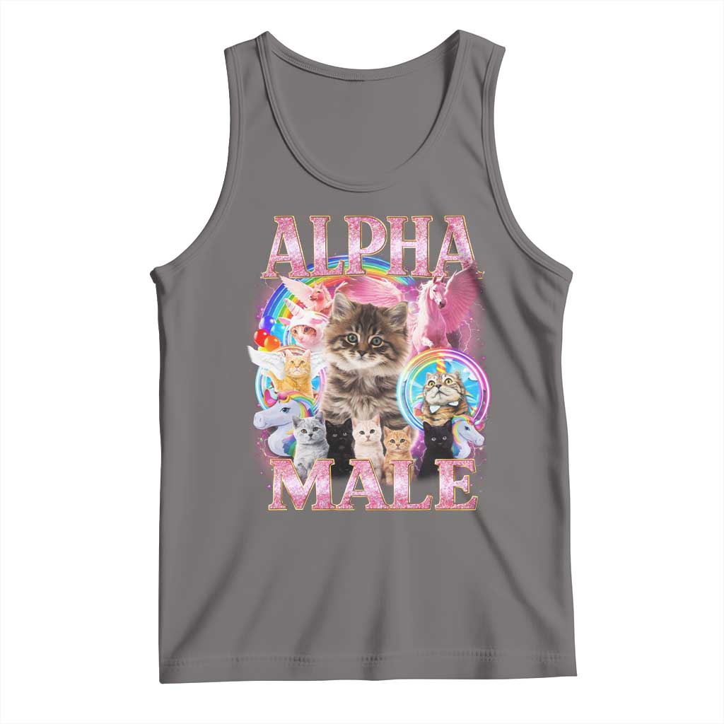 Alpha Male Cat Tank Top Funny Rainbow Kitten Meme Bootleg