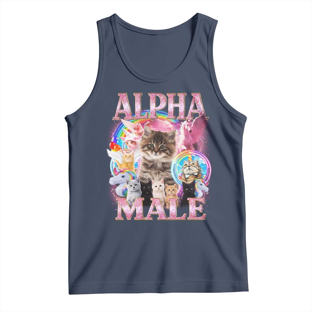 Alpha Male Cat Tank Top Funny Rainbow Kitten Meme Bootleg