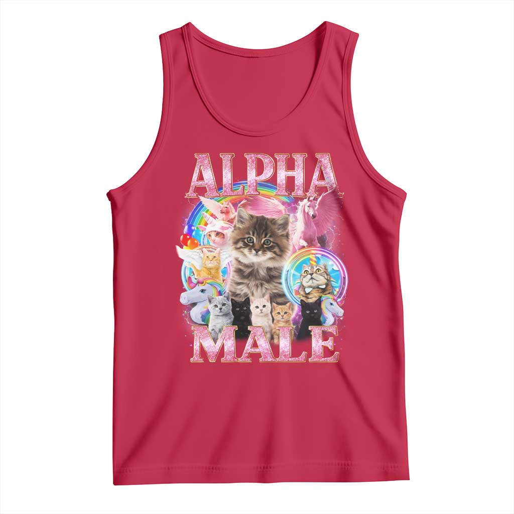 Alpha Male Cat Tank Top Funny Rainbow Kitten Meme Bootleg