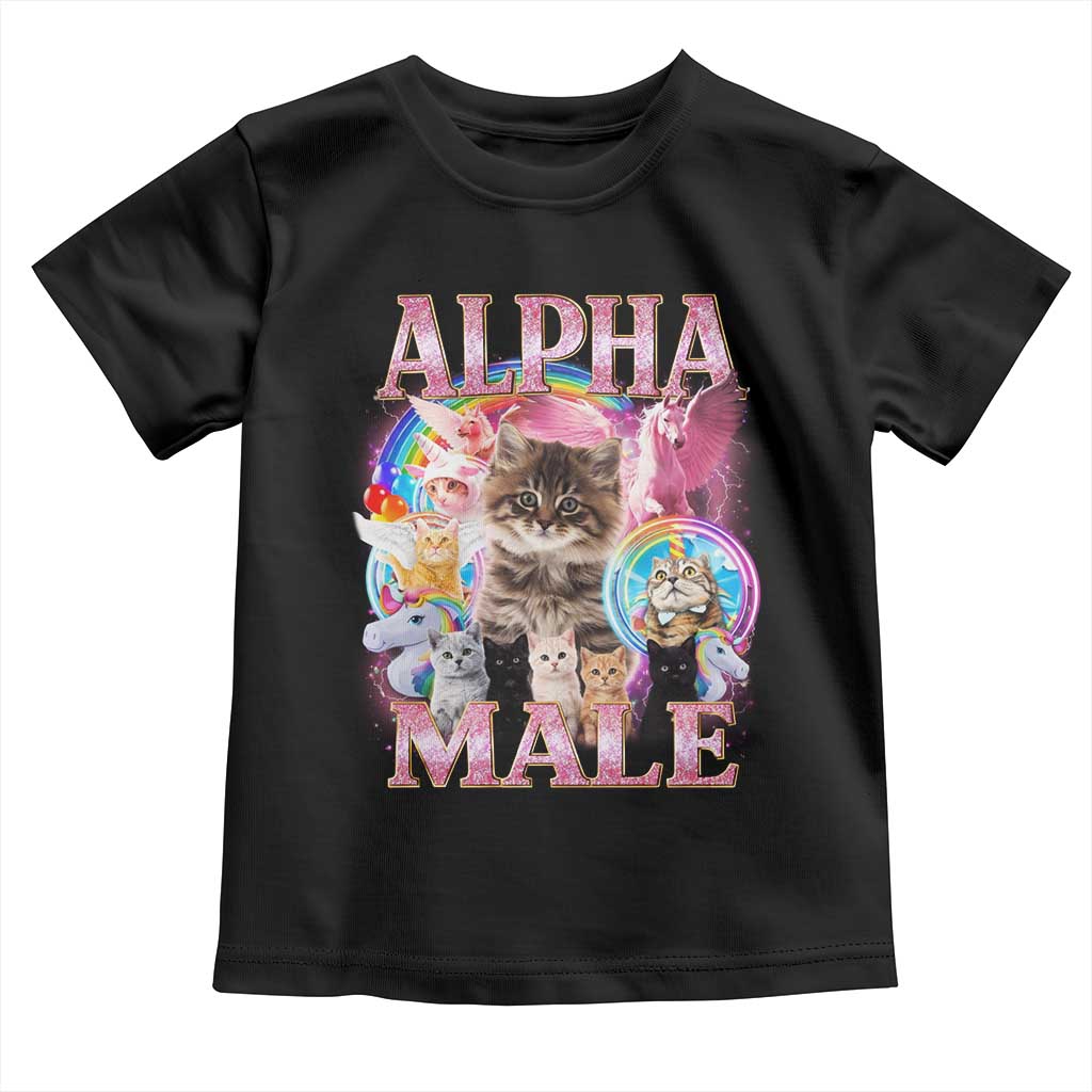 Alpha Male Cat Toddler T Shirt Funny Rainbow Kitten Meme Bootleg