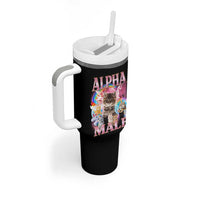 Alpha Male Cat Tumbler With Handle Funny Rainbow Kitten Meme Bootleg