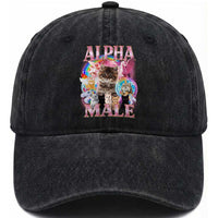Alpha Male Cat Washed Cotton Baseball Cap Funny Rainbow Kitten Meme Bootleg