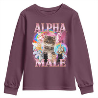 Alpha Male Cat Youth Sweatshirt Funny Rainbow Kitten Meme Bootleg