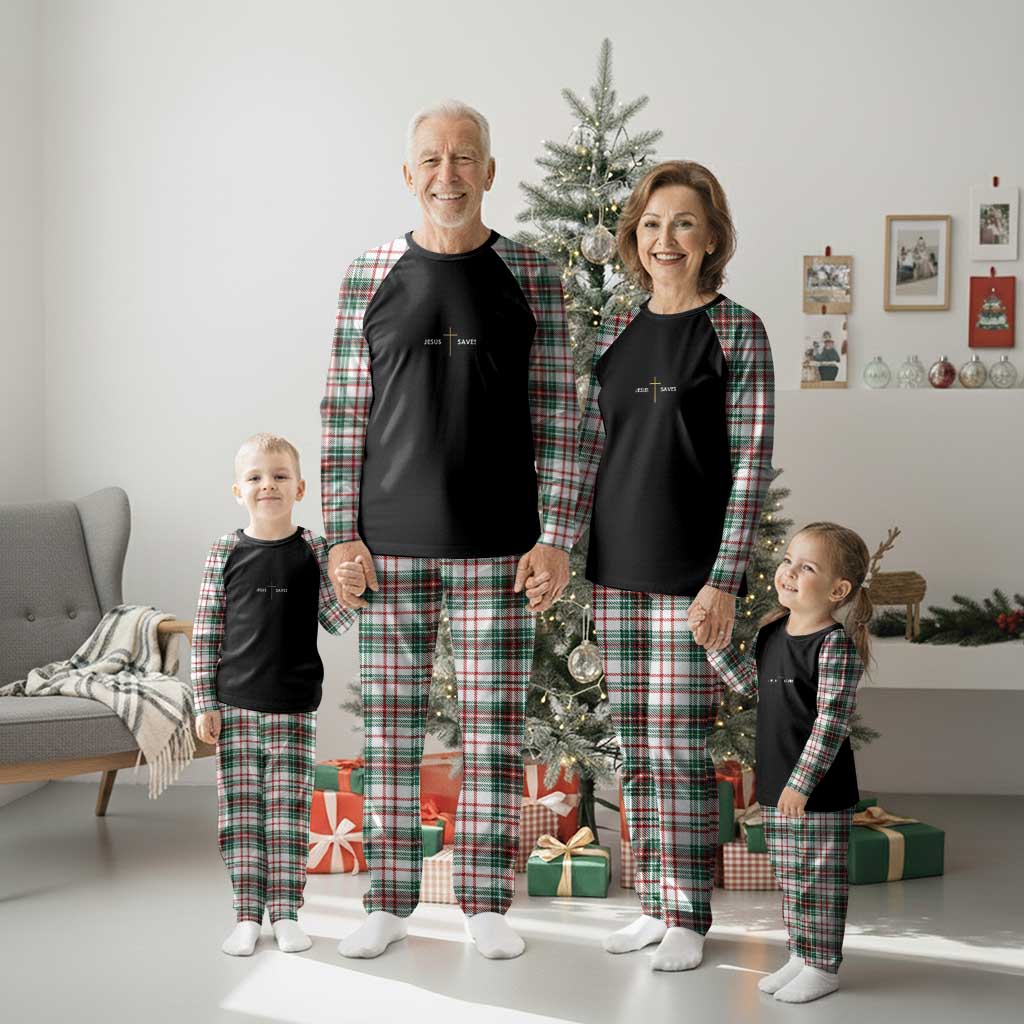 Jesus Saves Plaid Pajama Set Cross Subtle Christian Minimal Religious Faith