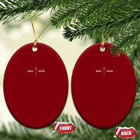 Jesus Saves Ceramic Ornament Cross Subtle Christian Minimal Religious Faith