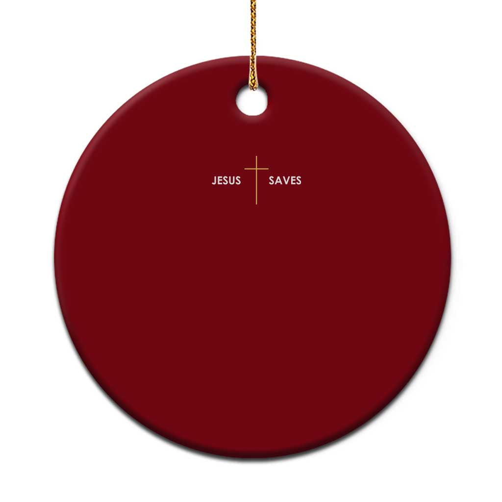 Jesus Saves Ceramic Ornament Cross Subtle Christian Minimal Religious Faith