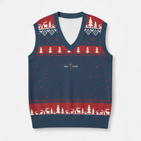 Jesus Saves V-Neck Knit Sweater Vest Cross Subtle Christian Minimal Religious Faith
