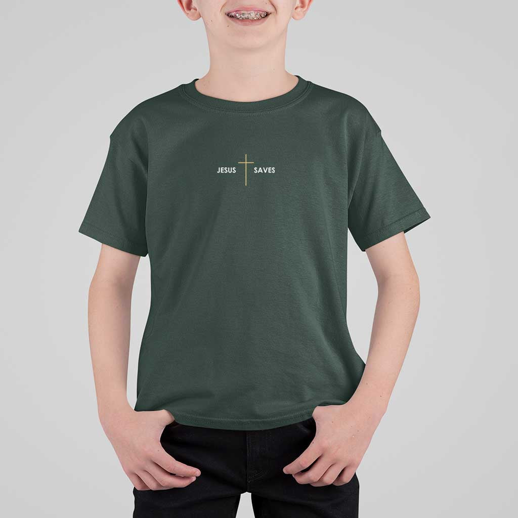 Jesus Saves T Shirt For Kid Cross Subtle Christian Minimal Religious Faith