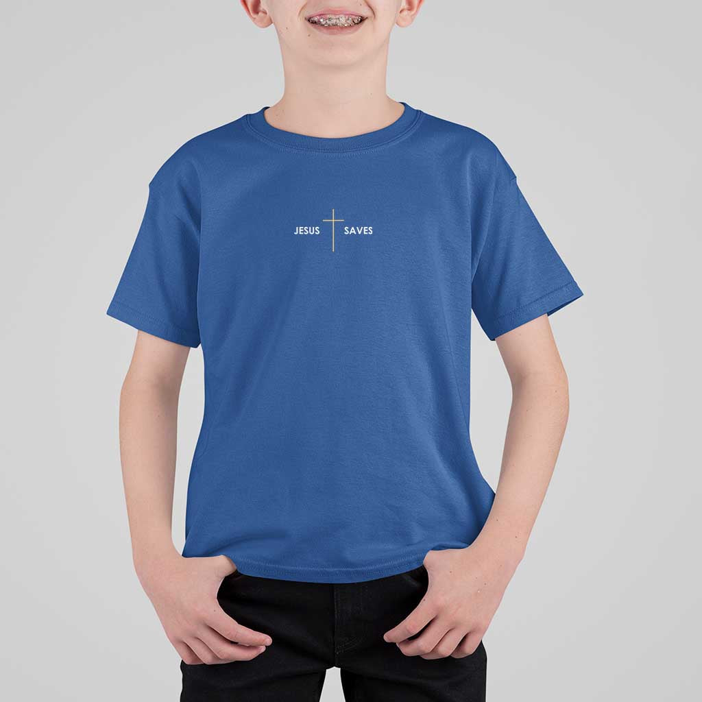 Jesus Saves T Shirt For Kid Cross Subtle Christian Minimal Religious Faith