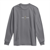 Jesus Saves Long Sleeve Shirt Cross Subtle Christian Minimal Religious Faith
