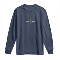 Jesus Saves Long Sleeve Shirt Cross Subtle Christian Minimal Religious Faith