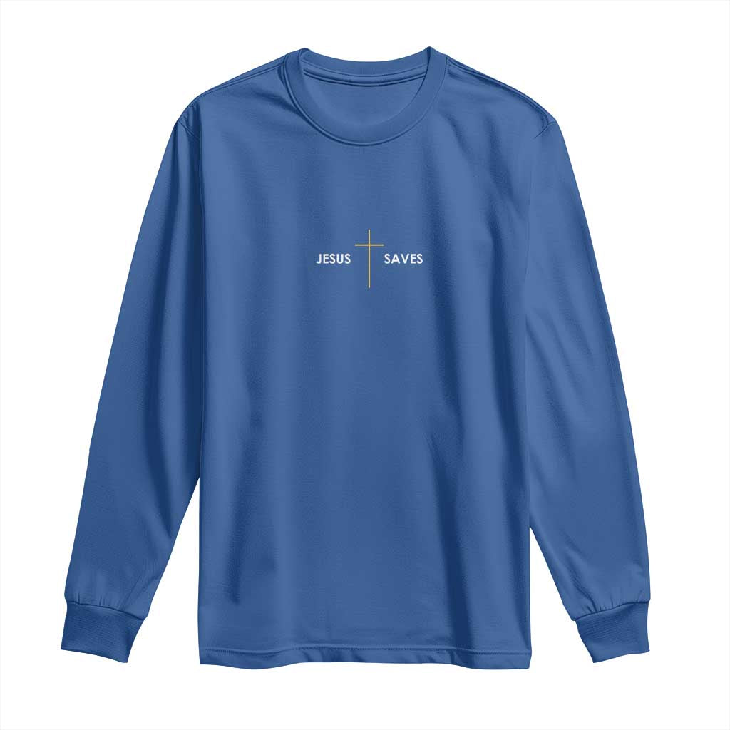 Jesus Saves Long Sleeve Shirt Cross Subtle Christian Minimal Religious Faith