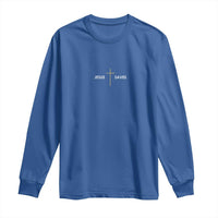 Jesus Saves Long Sleeve Shirt Cross Subtle Christian Minimal Religious Faith
