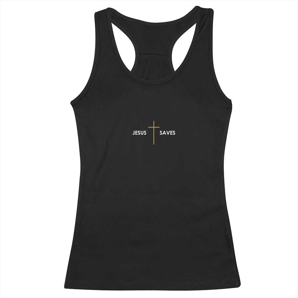 Jesus Saves Racerback Tank Top Cross Subtle Christian Minimal Religious Faith