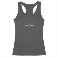 Jesus Saves Racerback Tank Top Cross Subtle Christian Minimal Religious Faith