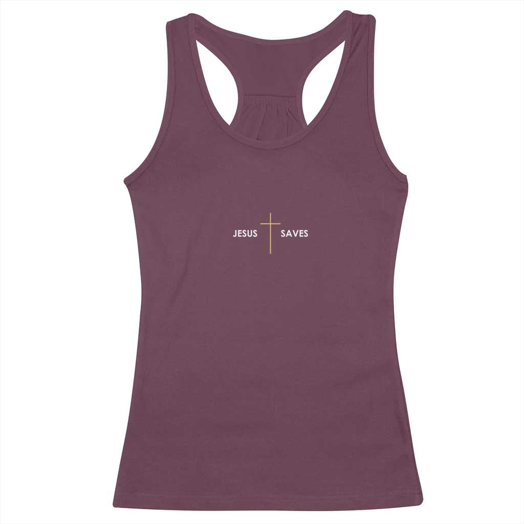 Jesus Saves Racerback Tank Top Cross Subtle Christian Minimal Religious Faith